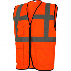 Vesta de semnalizare cu buzunare si fermoar Manager, portocaliu, Renania, art.5B49